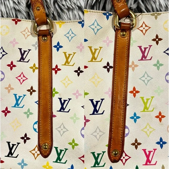 LOUIS VUITTON White Monogram Multicolore Aurelia MM Tote Bag - Picture 6 of 16